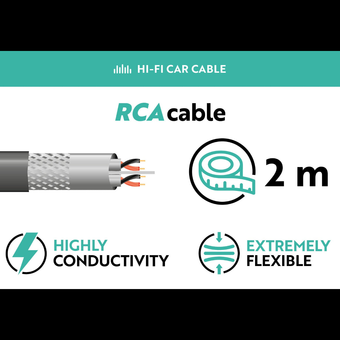 Phonocar Cavo RCA 2 Metri Doppia Schermatura Hi-Fi Car