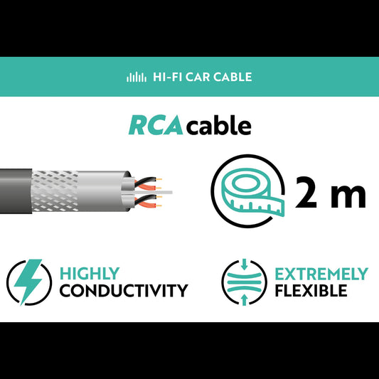 Phonocar Cavo RCA 2 Metri Doppia Schermatura Hi-Fi Car