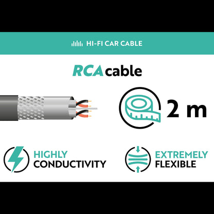 Phonocar Cavo RCA 2 Metri Doppia Schermatura Hi-Fi Car