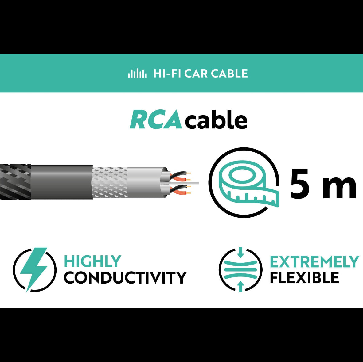 Phonocar Cavo RCA TRIPLA SCHERMATURA  5mt